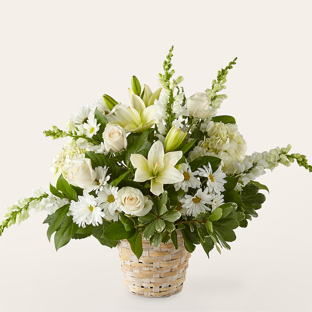 Ivory Elegance Floral Basket – Blossom Avenue, Orangevale CA